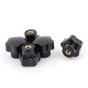 uxcell スターノブ M5のメス径 ブラック プラスチックのスターヘッド クランプノブ 5個入り