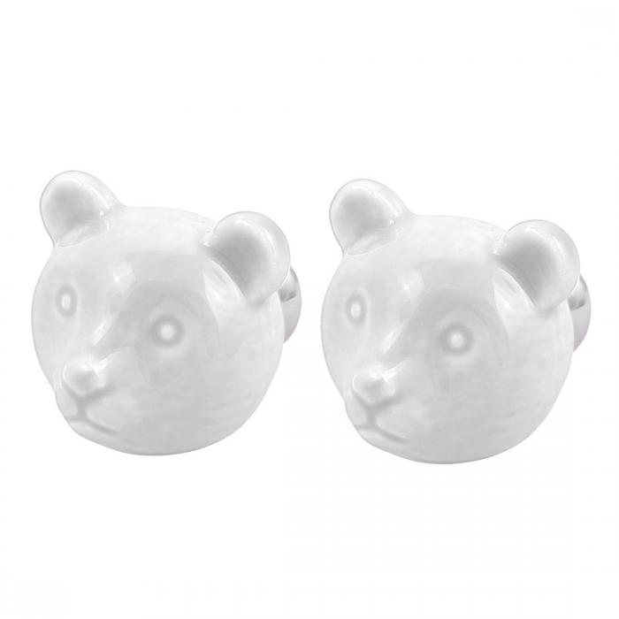 uxcell 取っ手 ノブ ドア用 セラミック製 くま形 ホワイト M4メス径 2個入り