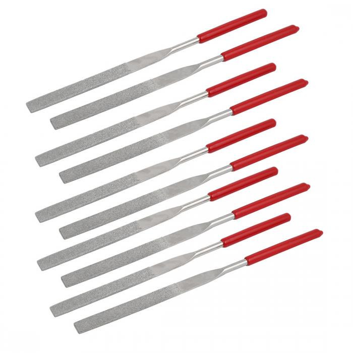 uxcell ダイヤモンドファイル 10mmの幅 厚さ2.5mm 全長180mm フラット形 10本入り