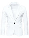 Lars Amadeus テーラード ジャケット ブレザー フォーマル 結婚式 ビジネス スーツ アウター ワンボタン メンズ ホワイト XL(4)