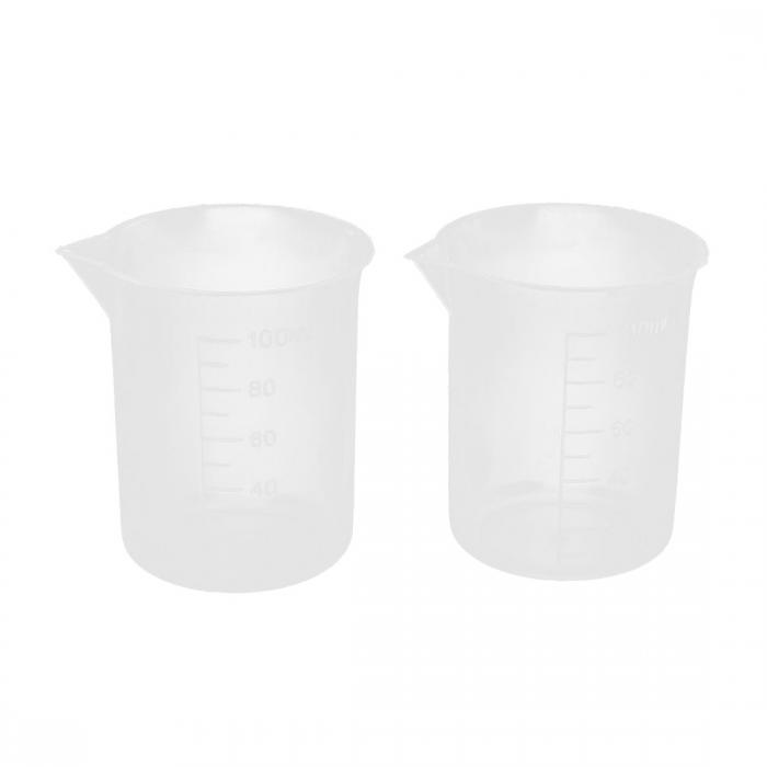 uxcell 測定ビーカー 2個 100mL 透明な プラスチック ラボ用 カップ 卒業 ホワイト 25g