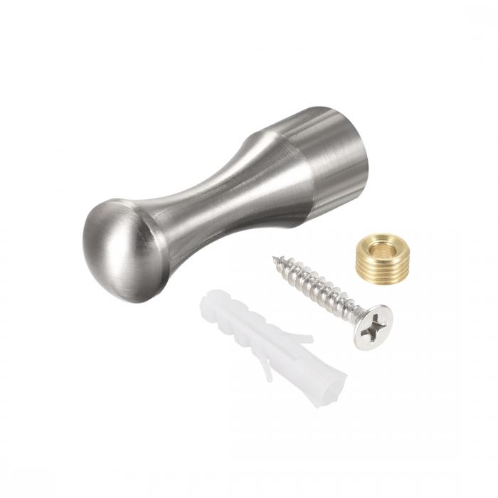 uxcell ウォールフック 14x45mm(DxL)ブラッシュド ローブタオルフック 壁掛けコートフック シルバートーン