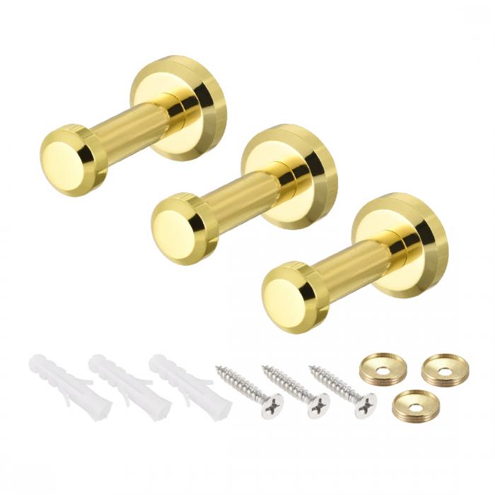 uxcell ウォールフック ローブタオルフック 壁掛けコートフック ハンガー研磨 ゴールドトーン 3個