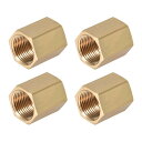 uxcell 黄銅管継手コネクタ ストレート六角ニップルカプラー Gメスねじ ゴールドトーン G3 / 8 x G3 / 8(4個)