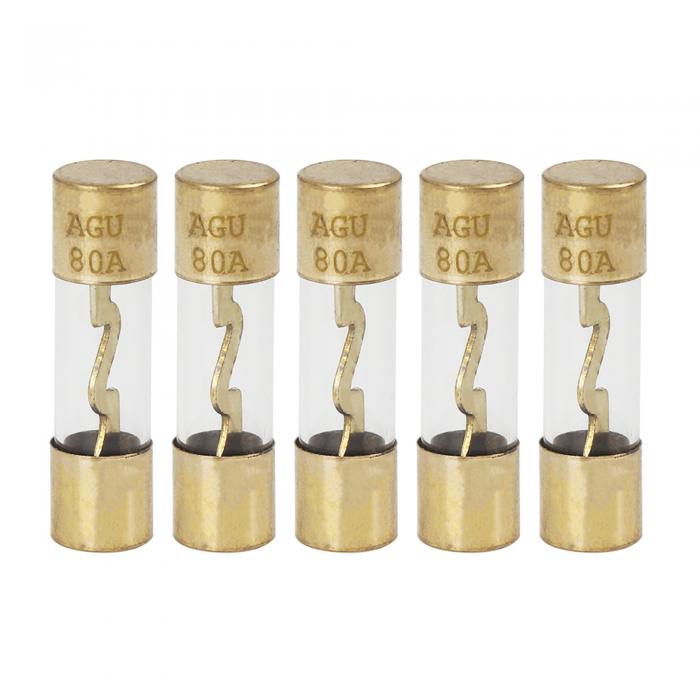uxcell プラスチックチューブヒューズ 80Amp カーオートAGUヒューズ 5個入り