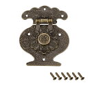 uxcell 長方形クラスプ クロージャーハブラッチ ウッドケース チェスト ボックス用 ブロンズトーン 79 x 64mm 1セット