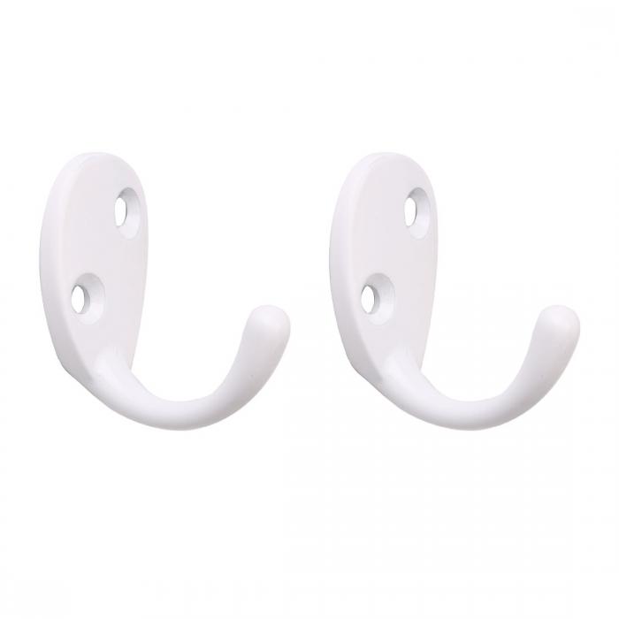 uxcell ウォールフック 亜鉛合金 壁掛けフック コートタオルキーウォールフッククラスプ バスルームローブハンガー ネジ付き 白い 2個