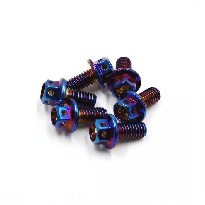 uxcell オートバイボルトスキュー カラフルチタン合金製 六角ボルトスキューファスナー フェアリングボルトネジ M6 x 10 mm 6個入り