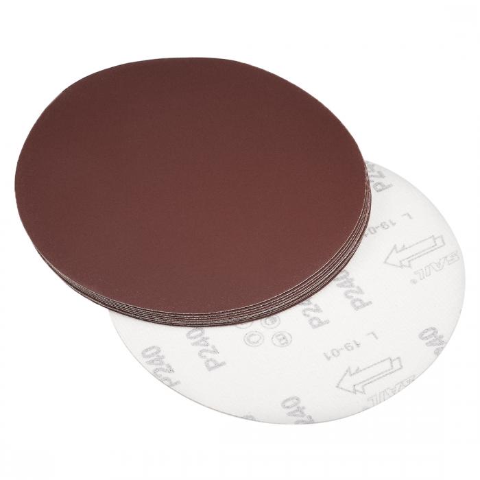 uxcell フックとループサンディングディスク 240グリット＆200mmディスク 酸化アルミニウム ブラウン 1..