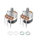 uxcell 炭素被膜ポテンショメータ WH138 100KΩ シングルターン 丸シャフト 2個入り(4)