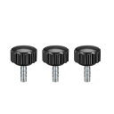 uxcell クランプノブ ローレットノブ 旋盤フィッティング ヘッド直径16mm M4 x 10mm 3個入り