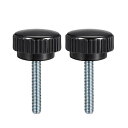 uxcell クランプつまみ ローレットクランプノブ ブラック シルバートーン ベークライト 金属 おねじ M8x40mm 2個入り