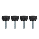uxcell クランプつまみ ローレットクランプノブ ブラック シルバートーン ベークライト 金属 おねじ M8x30mm 4個入り