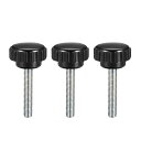 uxcell クランプつまみ ローレットクランプノブ ブラック シルバートーン ベークライト 金属 おねじ M5x30mm 3個入り