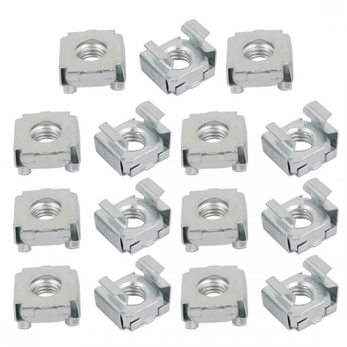 uxcell ケージナット ラックマウント用 スクエアナット M8 炭素鋼 亜鉛メッキ 15個入り シルバートーン