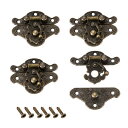 uxcell ハスプラッチ クラスプ 長方形 木製ケース クラシック 38x30mm 4セット入