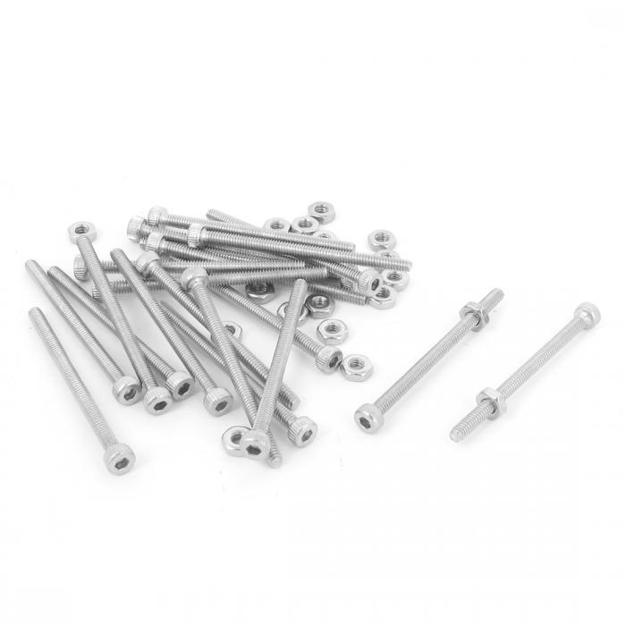 uxcell 六角穴付きボルト 六角ソケットキャップスキュー ステンレス鋼製シルバートーン M2x30mm 20個入り