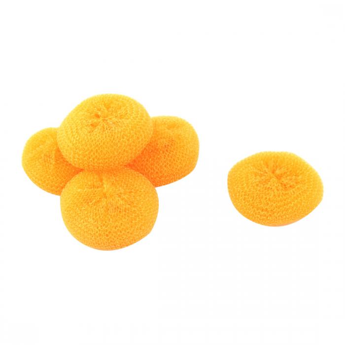 uxcell 家庭用 プラスチック製 丸い形 皿 洗い クリーニング たわし オレンジ 5個入り