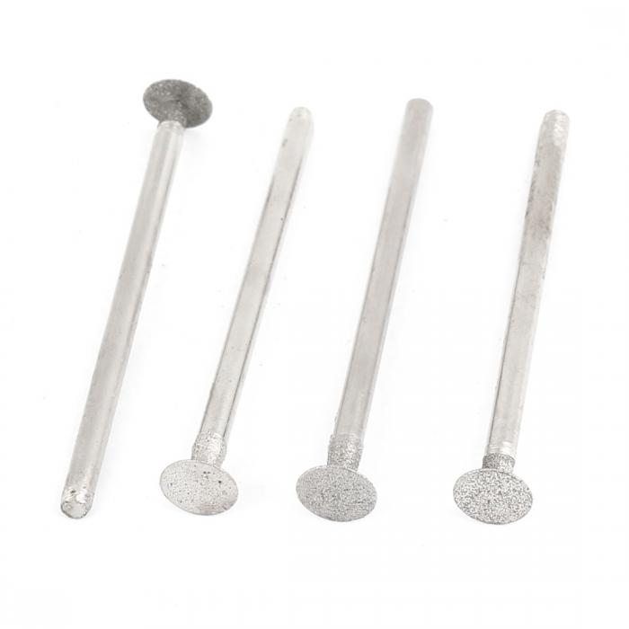 uxcell 研削ビット マウントポイント 取り付け点 ダイヤモンドバー シルバートーン フラットチップ 4個