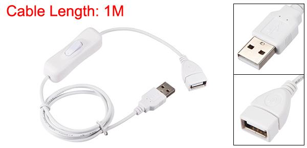uxcell オン/オフスイッチ付きUSBケーブル USBオス-メス延長ケーブル LEDデスクランプ LEDストリップ用 ホワイト 長さ1 M