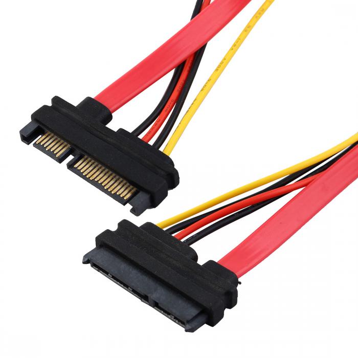 uxcell SATA データ電源ケーブルコード 15+7ピンオス−メス M/F 49.5cm