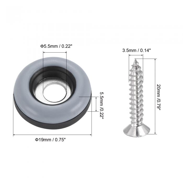 uxcell 家具足スライダーグライド 家具足プロテクターパッド 家具フットカバー ねじ込み 椅子用 チェアレッグ用 PTFE 19mm 16個入り 3