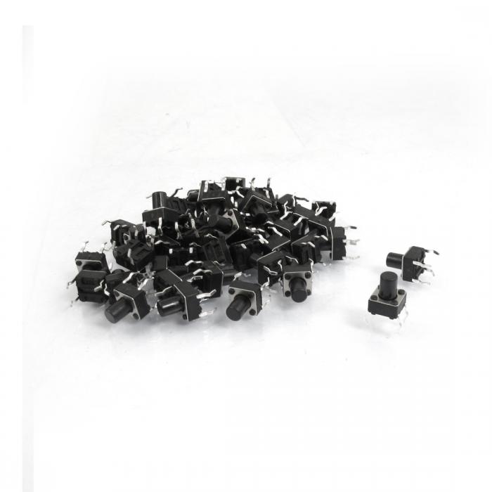 uxcell タクトスイッチ 6x6x8mm ボタン DIP 触覚 プッシュ タクト ブラック 50個入