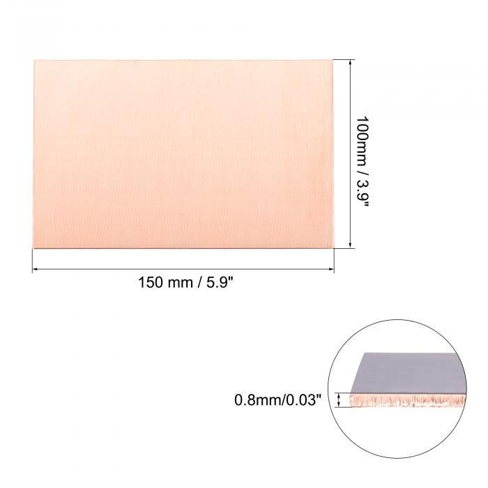 uxcell 銅板 150 mm長さx100 mm幅x0.8 mm厚さ 金属銅板 2個 3