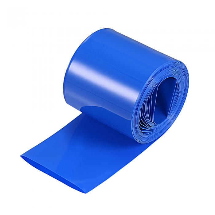 uxcell バッテリーラップ バッテリーパック PVC 熱収縮 ラップチューブ 熱収縮チューブ ブルー フラット幅43 mm 長さ3 M