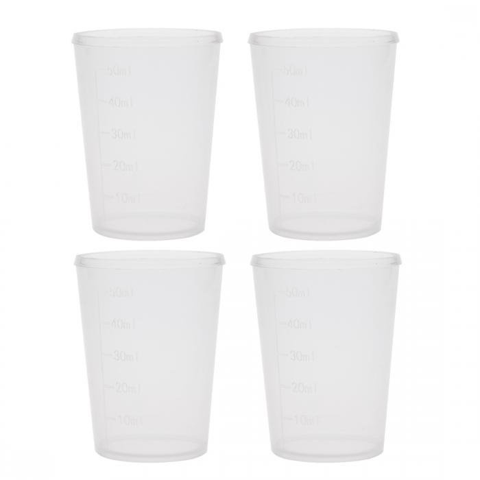 uxcell スケールビーカー PPプラスチック 測定カップラボ ビーカーセット 50ml 4個入り