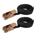 uxcell ラチェットタイダウンラッシュストラップ 7Mx25mm 250Kg負荷容量 ポリプロピレン 移動貨物 ブラック 2個入り