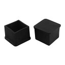 uxcell パイプ脚キャップ イス脚キャップ ゴム足 正方形 ブラック ゴム製 30mmx30mm 2個セット