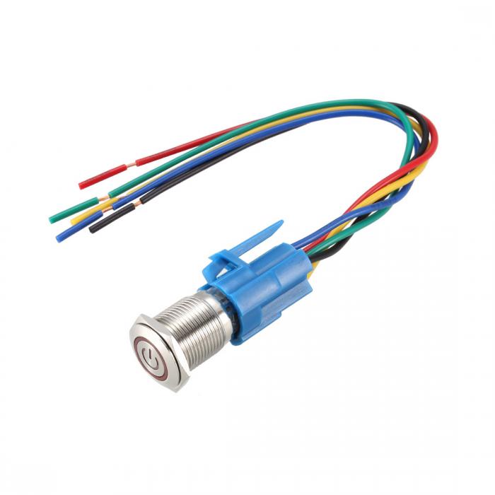 uxcell モメンタリプッシュボタンスイッチ 16mm取り付け 1NC NO COM 24V ソケットプラグ付き レッドLED