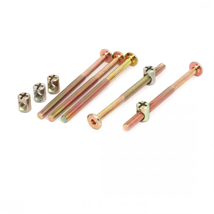 uxcell 六角穴付きボルト ファスナー 継手+バレルナット 金属 ベビーベッド キャビネット 5セット入り