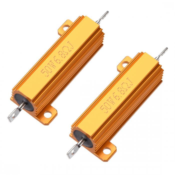 uxcell 50W 6.8 Ohm 5 Aluminum Housing Resistor Screw Chassis Mounted Aluminum Case Wirewound Resistor Load Resistors Gold Tone 2pcs