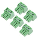 uxcell PCBターミナルブロック コネクタ グリーン AC300V 8A ピッチ3.81mm 3P フラットアングル ニードルシート プラグイン 5個入り