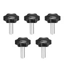 uxcell ノブグリップ クランプつまみ クランプねじノブ M10 x 30mm プラスチック メタル 5個入り