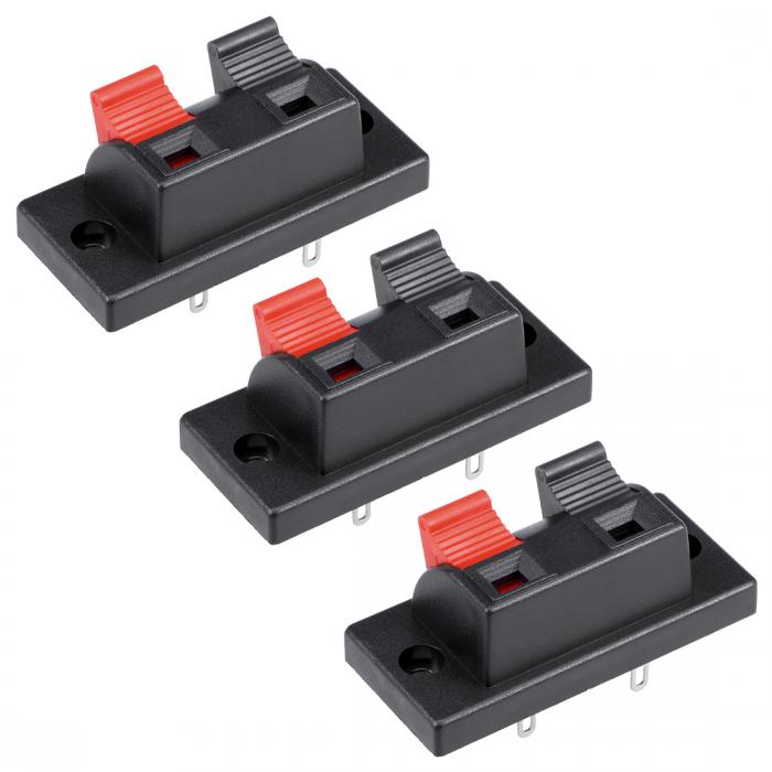 uxcell スプリング式端子 スプリングプッシュ式 ケーブル接続 55×24mm 2ピン 3個入り