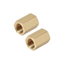 uxcell 黄銅管継手コネクタ ストレート六角ニップルカプラー Gメスねじ ゴールドトーン G1 / 8 x G1 / 8(2個)