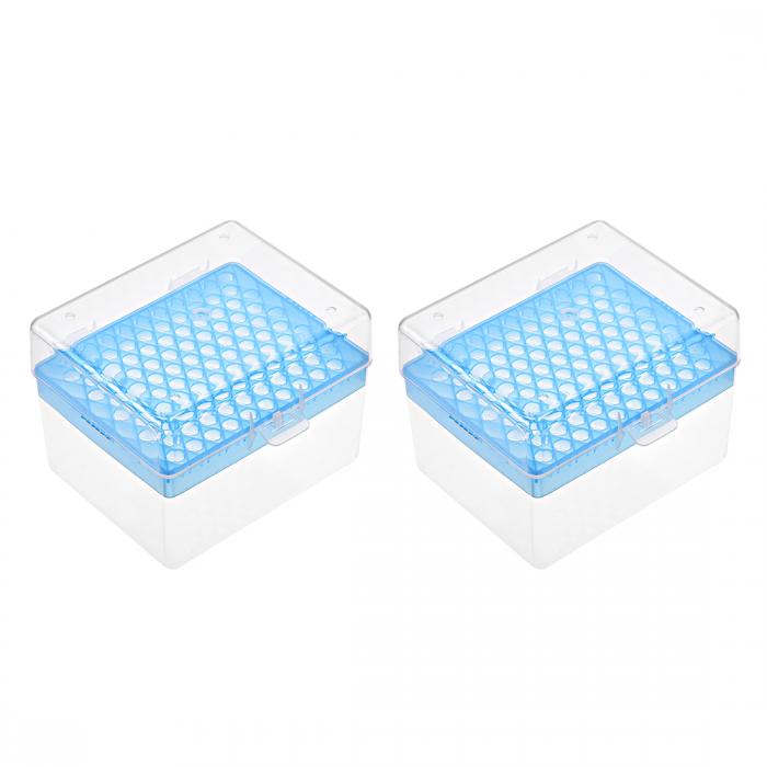 uxcell ピペッターチップボックス 100ウェル ポリプロピレンチップホルダーコンテナ 1ml / 1000ulピペッター 8.5mm穴径用 2個