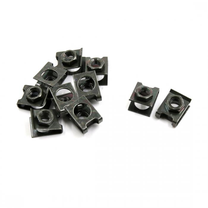 uxcell ライセンスプレートスキューベースクリップ メタル製 ブロンズトーン 5 mmスレッド径 スピードナットクリップ U-タイプ 10個入り