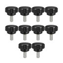 uxcell クランプノブ ローレットノブ 旋盤フィッティング スクリューオンタイプ M5 x10mm 10個入り