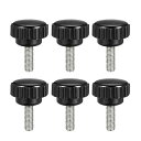 uxcell クランプつまみ ローレットクランプノブ ブラック シルバートーン ベークライト 金属 おねじ M5x16mm 6個入り