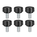 uxcell クランプつまみ ローレットクランプノブ ブラック シルバートーン ベークライト 金属 おねじ M5x10mm 6個入り