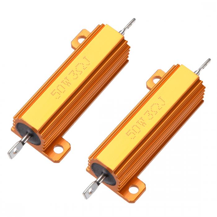 uxcell 50W 3 Ohm 5 Aluminum Housing Resistor Screw Chassis Mounted Aluminum Case Wirewound Resistor Load Resistors Gold Tone 2pcs