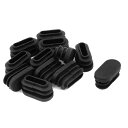 uxcell 脚ピタ 15mmX 30mm プラスチック 楕円形 エンドカップ チューブ 挿入 ブラック 12個