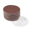 uxcell サンディングディスク 紙やすり サンドペーパー 8穴あき 外径125mm 60グリット フロッキングサンドペーパー 50枚入