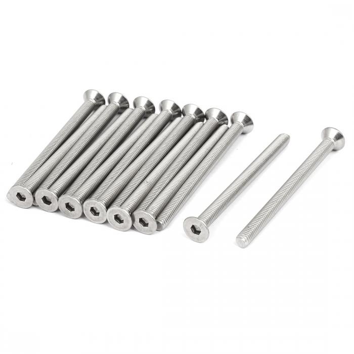 uxcell 皿頭ボルト 六角穴付ボルト キャップボルト 304ステンレス鋼製 シルバートーン M6x80mm DIN7991 15個入り