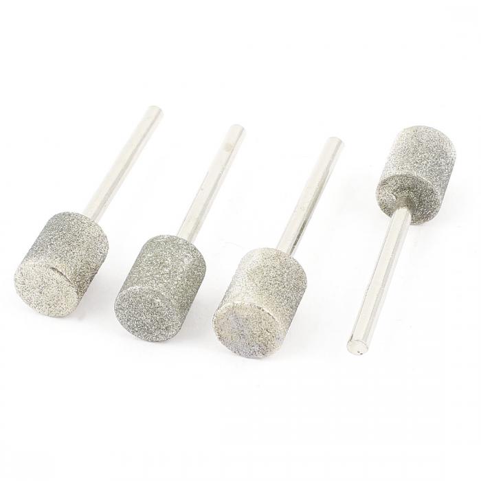 uxcell ダイヤモンドコーティング マウントポイント 円筒形 砥石台 金属製 10mm直径 4個