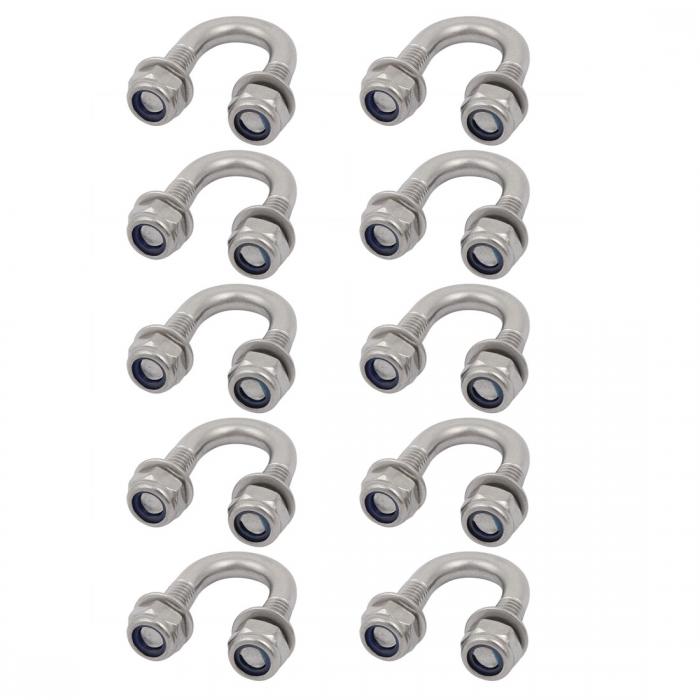 uxcell Uボルト U字金具 スレッドファスナー パイプクランプ 304ステンレススチール M6x12mm 10個入り